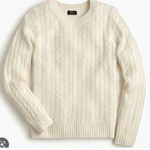 J. Crew cashmere cable-knit crewneck sweater (L, natural)